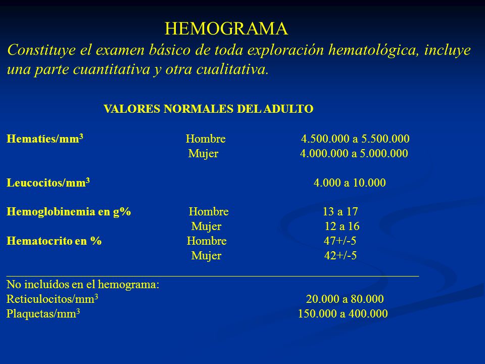 Hemograma hematies valores normales